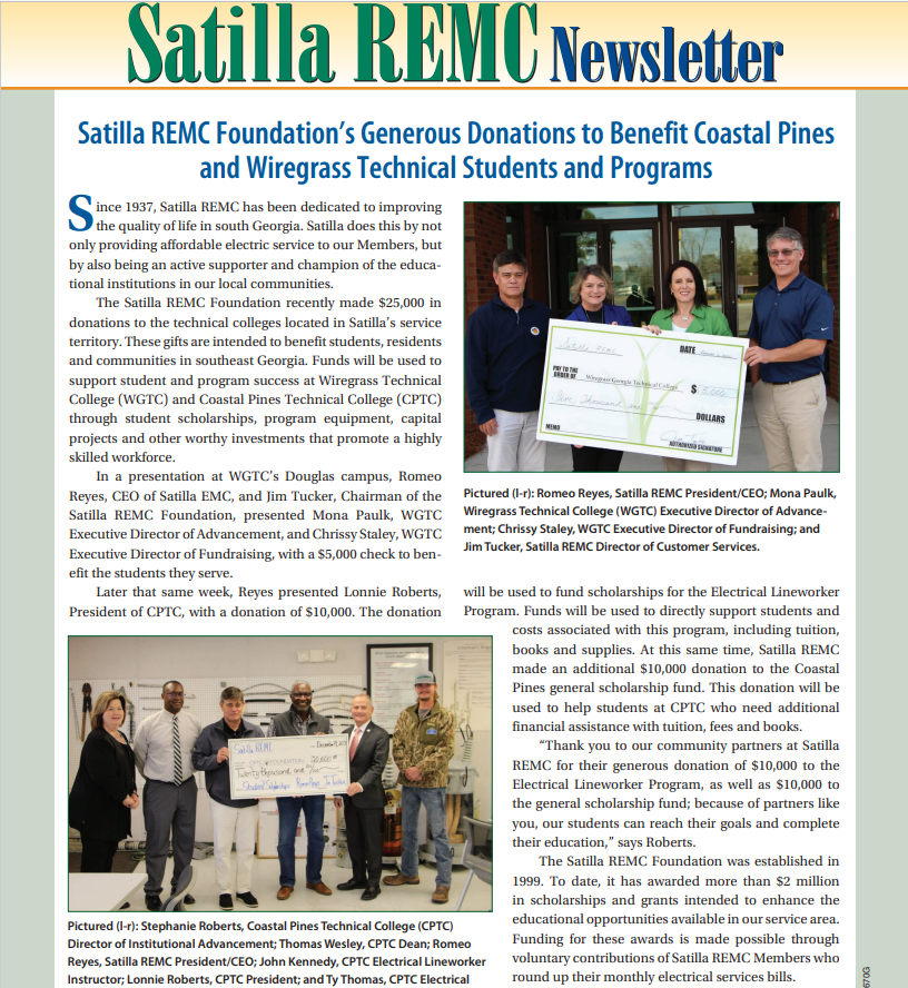 Photo for Satilla REMC Newsletter March 2023